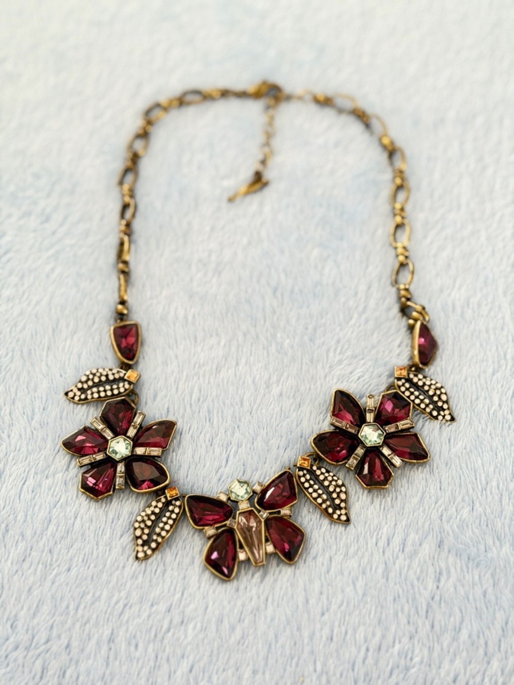 Chloe&isabel Gold-Tone Floral Statement Necklace with Deep Ruby Crystals